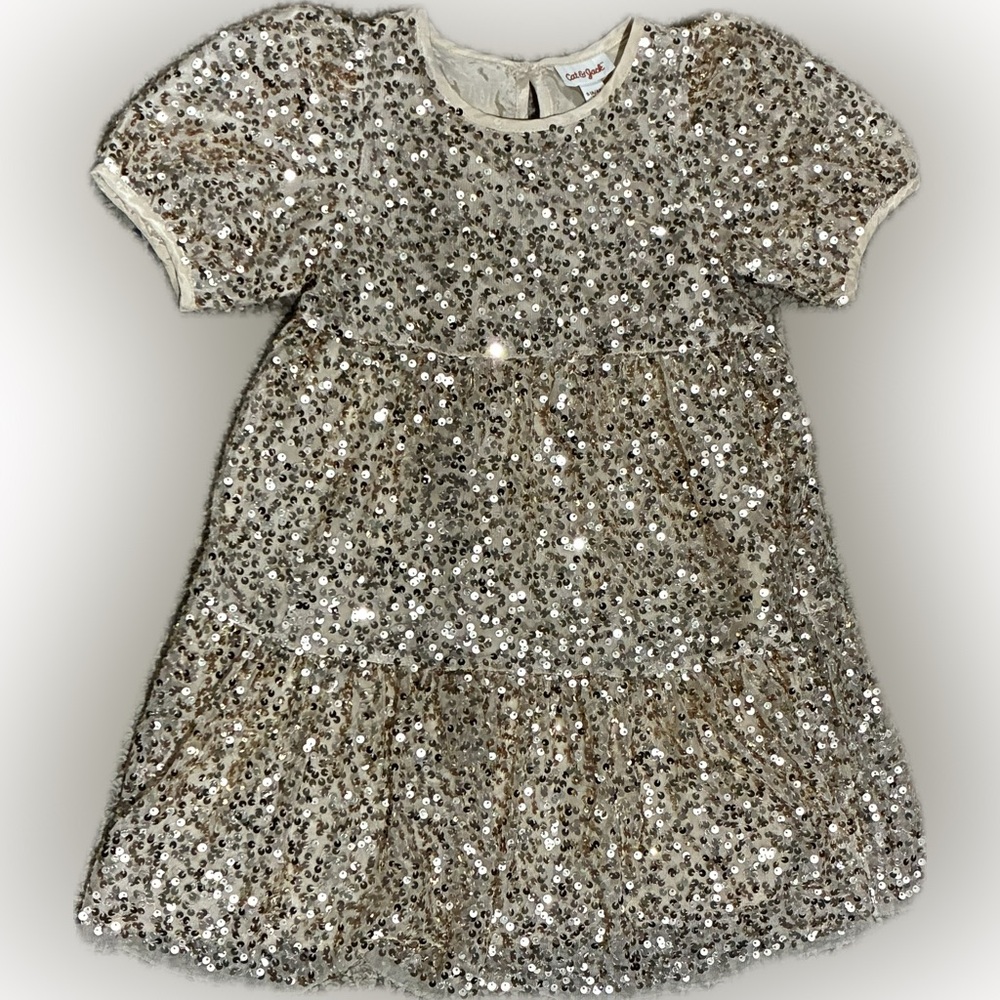 Cat and Jack Sequin Party Dress in Champagne/Gold